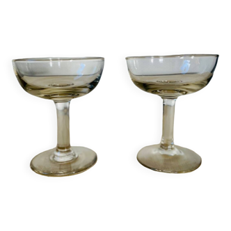 Set of 2 old champagne glasses