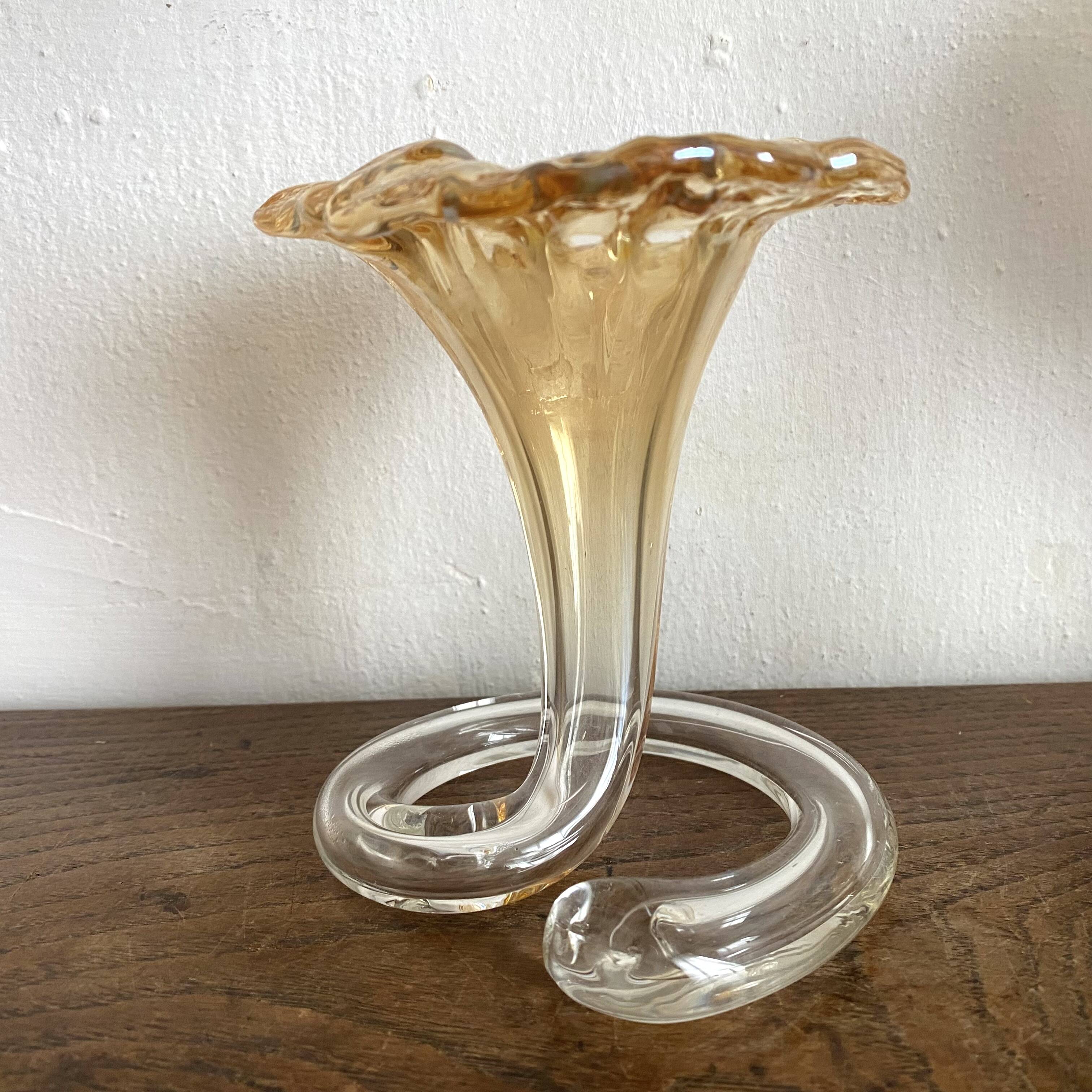 Murano blown glass trumpet vase, 1960s-70s