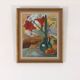 Huile sur toile suédoise « Nature morte avec Amaryllis et fruits » par A. Lindblom