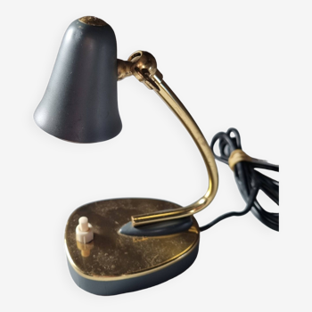 Designer lamp in golden brass & gray lacquer