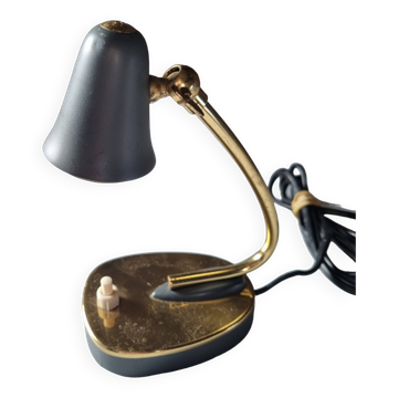 Lampe design laiton doré & laqué gris