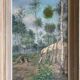 Hst painting "forest with cabin" lumberjack forestry early 20th century