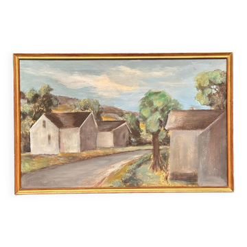 Swedish Oil On Canvas – “Houses” By Martina Möller