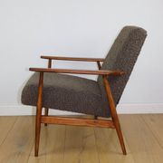 Armchair 'Lis', 1970s brown chocolate brown boucle design by Henryk Lis - 2 pieces available