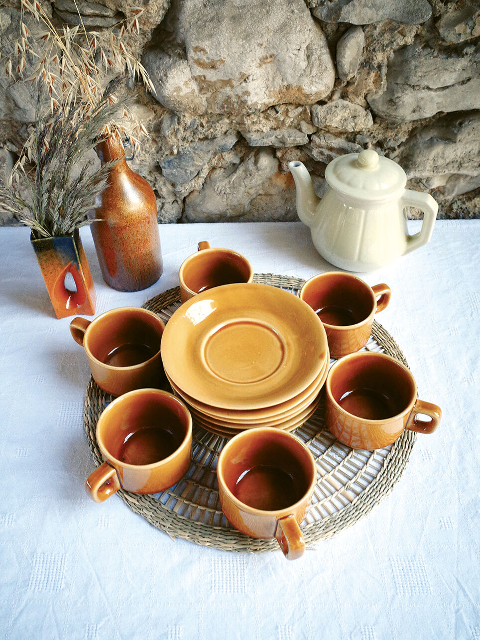 Set of 6 tea cups / glazed ceramic coffee