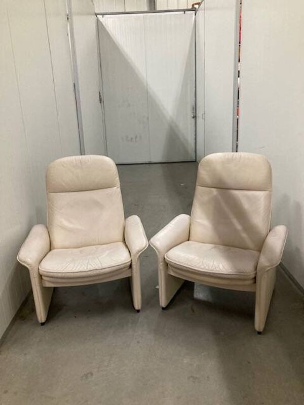 Exceptionnelle et rare paire de chaises longues réglables De Sede DS-50