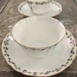 Duo of cup and saucer adderleys england bone china purple décor