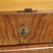 Walnut and walnut burl commode in Louis Philippe style.