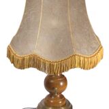 Retro-style lamp in turned wood and gold metal, 37x57cm