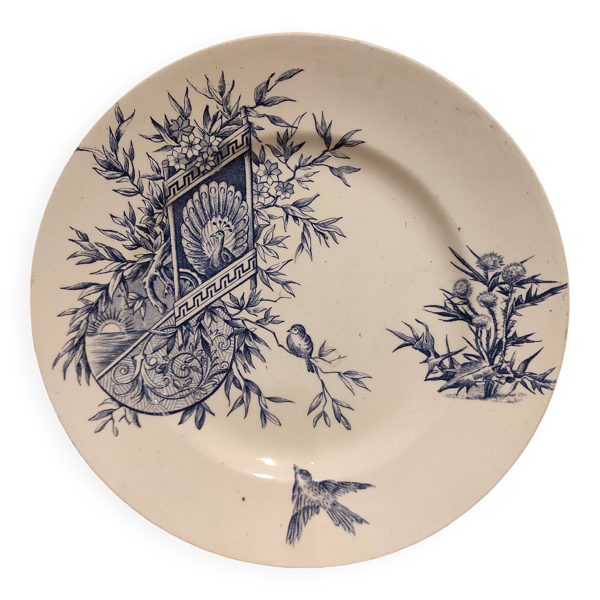 Assiette à dessert vintage française, R. Lafitte, Terre de Fer, Salins
