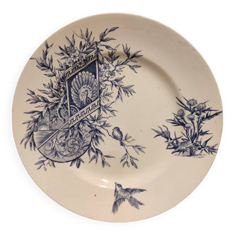 Assiette à dessert vintage française, R. Lafitte, Terre de Fer, Salins