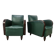 Pair of Art Decò armchairs in walnut and green leather, 1940