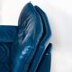 Vintage blue leather armchair and pouf by Nicoletti Salotti - Italy 80s