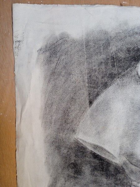 Drawing charcoal study nude femini statue 64x48cm
