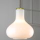 Big mid-century italian brass and opaline glass pendant lamp
