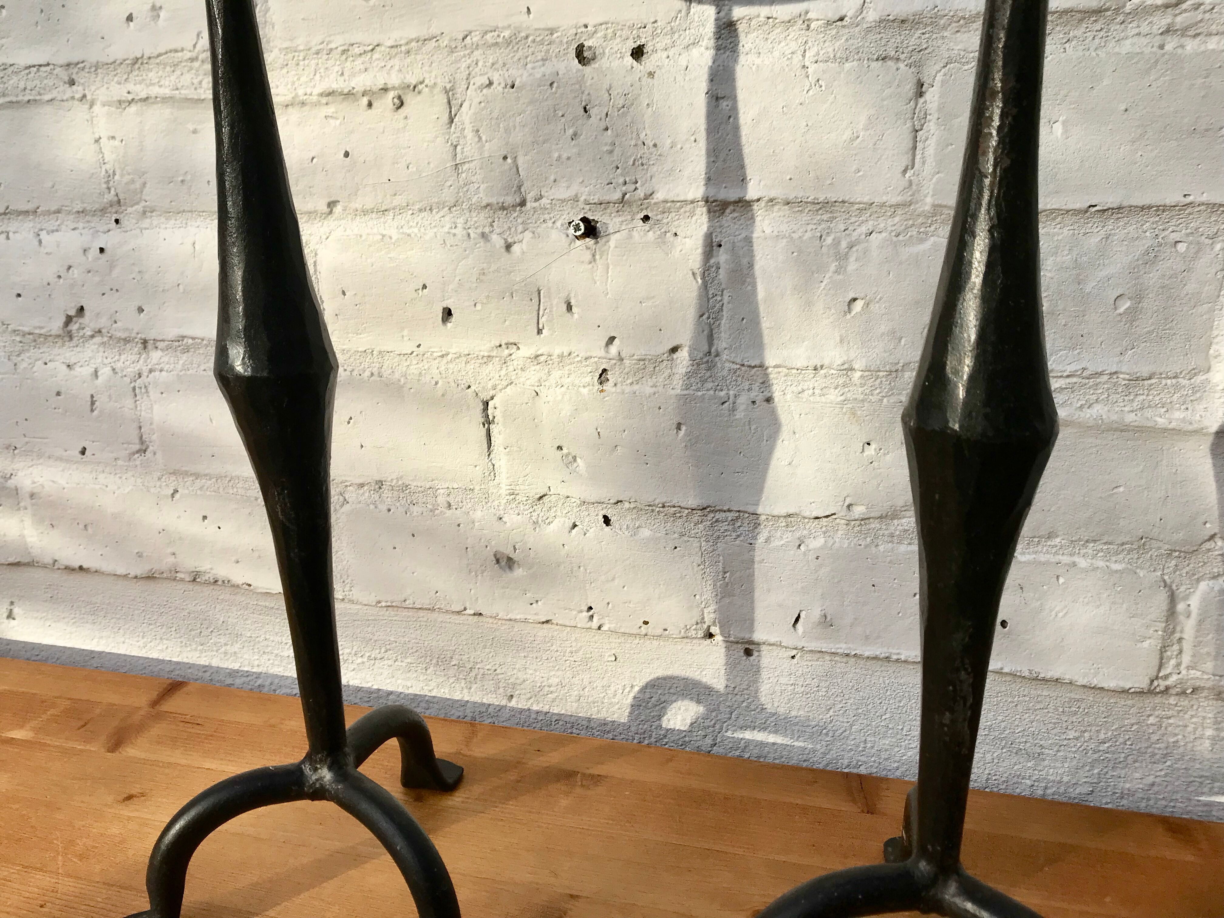 Pair of wrought iron candlesticks black gothic