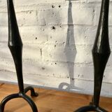 Pair of wrought iron candlesticks black gothic