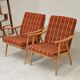 Paire de fauteuils ( TON)  Thonet par Antonin Suman , motif orange