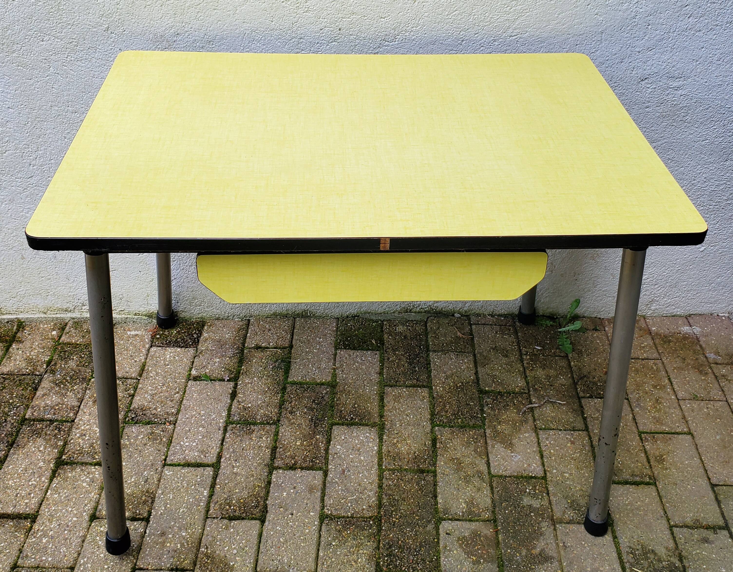 Yellow formica table 1960