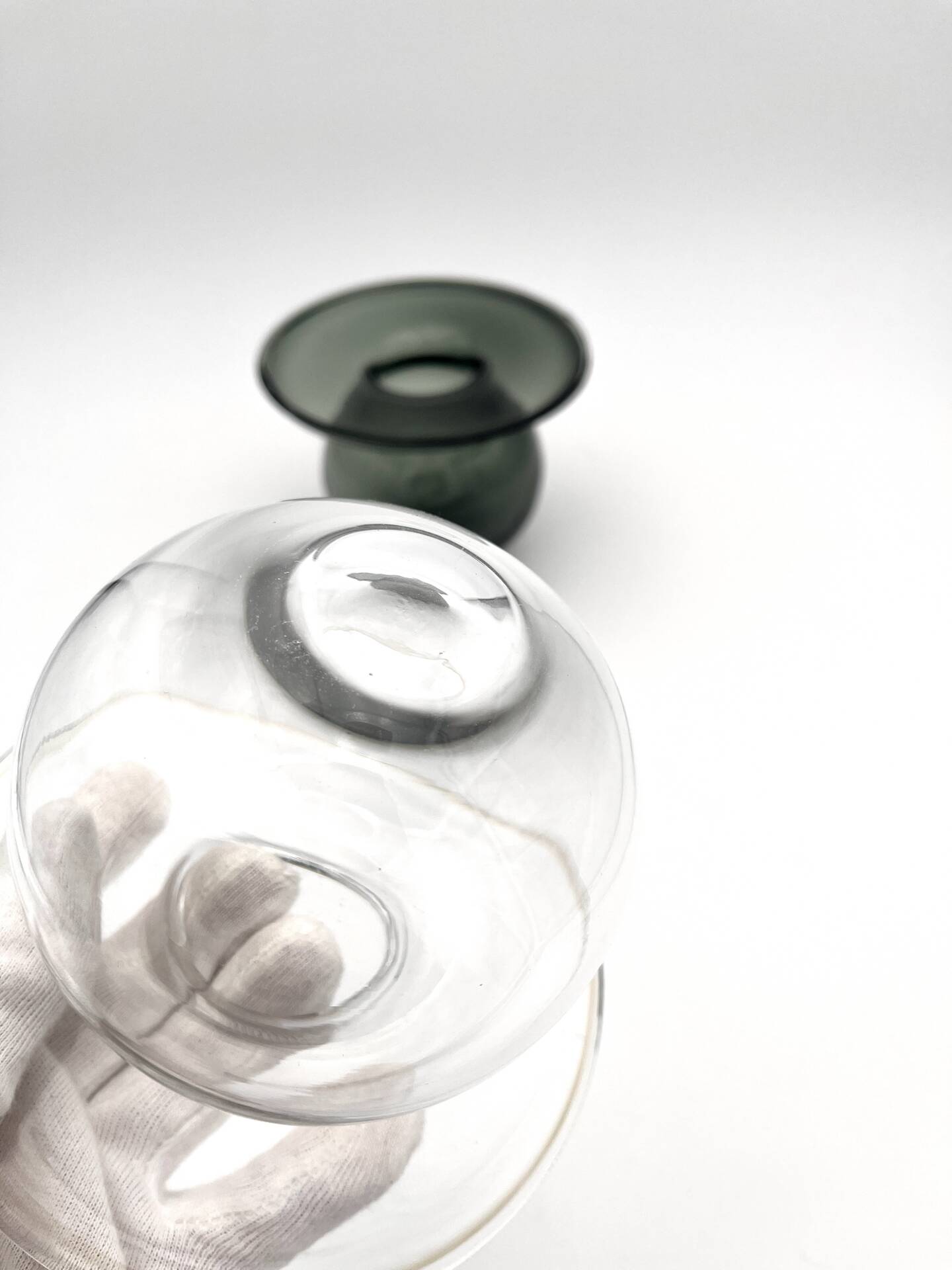 Duo Vases "Saturnus" Nanny Still Riihimäen Lasi Fumé & Clair Design Sc