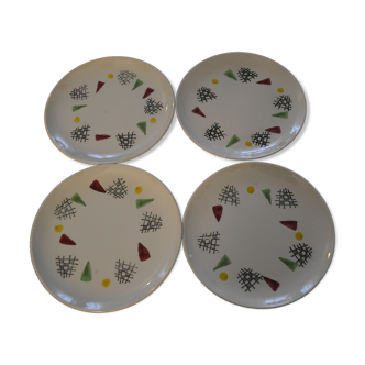 Set of 4 dessert plates Gien Montbouy