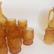 Service à orangeade verre texturé ambre Empoli 2 carafes 12 verres Années 70