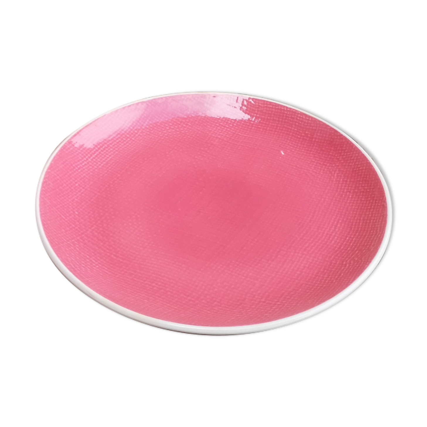 Plate in Faience de Salins Model Deauville Raspberry