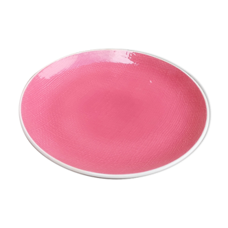 Plate in Faience de Salins Model Deauville Raspberry