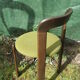 Pair of 70s chairs by designer Bruno Rey in wood and green fabric