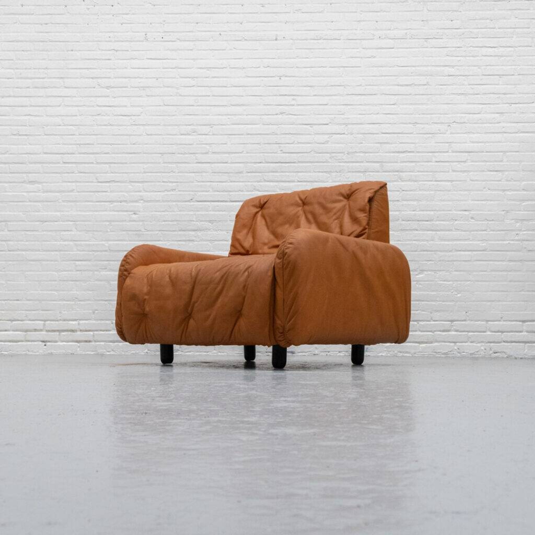 Italian Cognac Leather BBB Bonacina Armchair 1970s