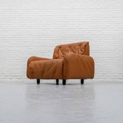 Italian Cognac Leather BBB Bonacina Armchair 1970s