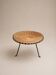 Small vintage tripod stool in woven rattan and black metal, dating from the 1970s.