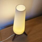 Rocket lamp, teak and opaline, 1950s