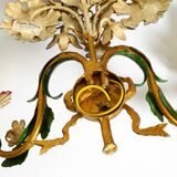 A pair of beautiful 1960s hand-painted and gilded metal wall lamps by Hans