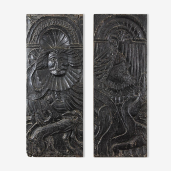 Pair of oak panels, Renaissance period, sixteenth century