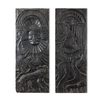 Pair of oak panels, Renaissance period, sixteenth century