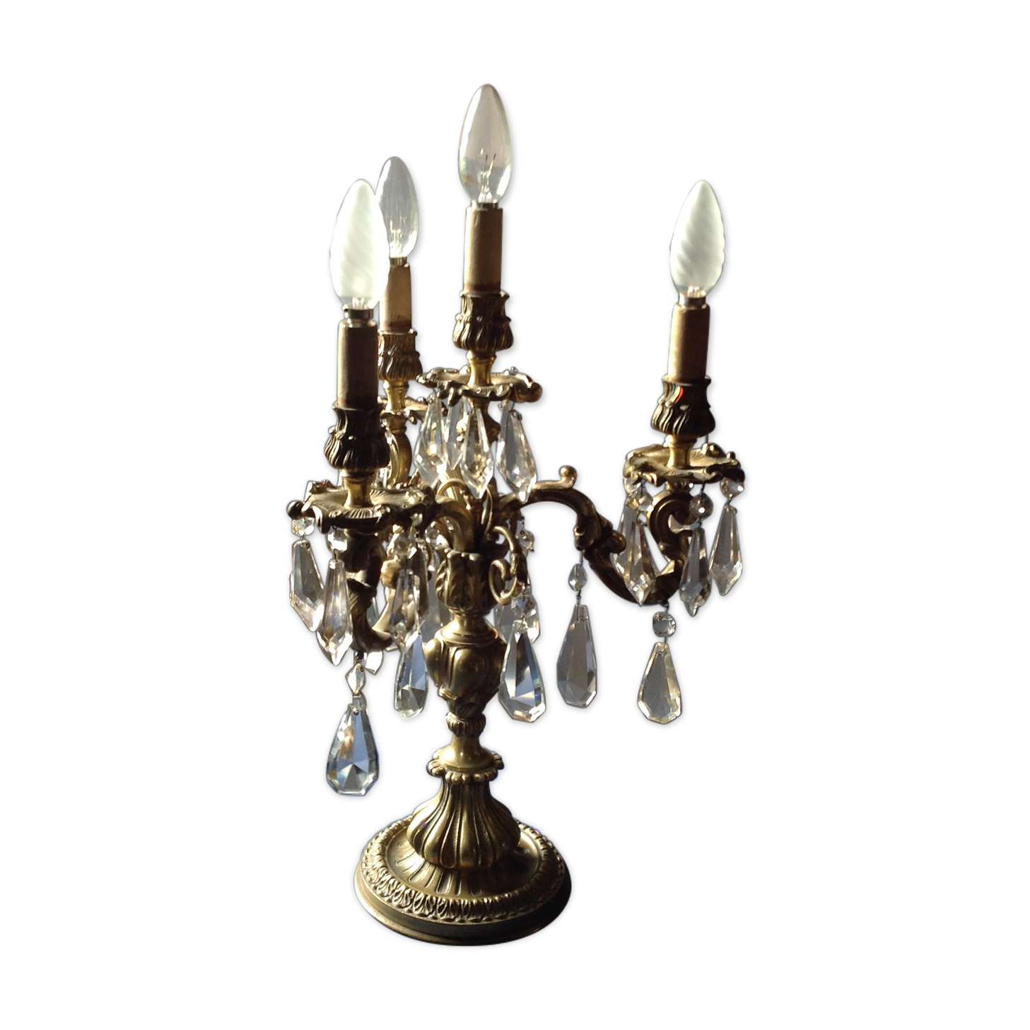 Girandolle in bronze and stamps, early 20th