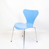 Set Of 5 Seven Chairs Model 3107 In Light Blue By Arne Jacobsen From 1980s
