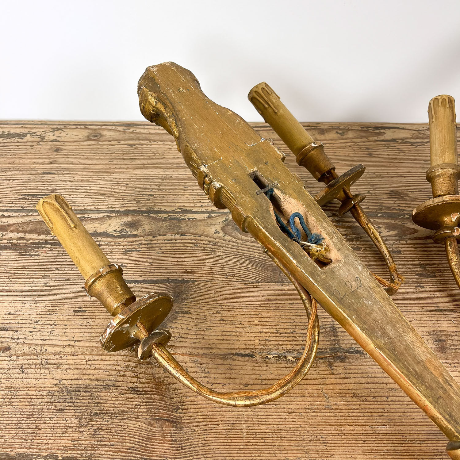 French antique louis XVI style giltwood wall sconces