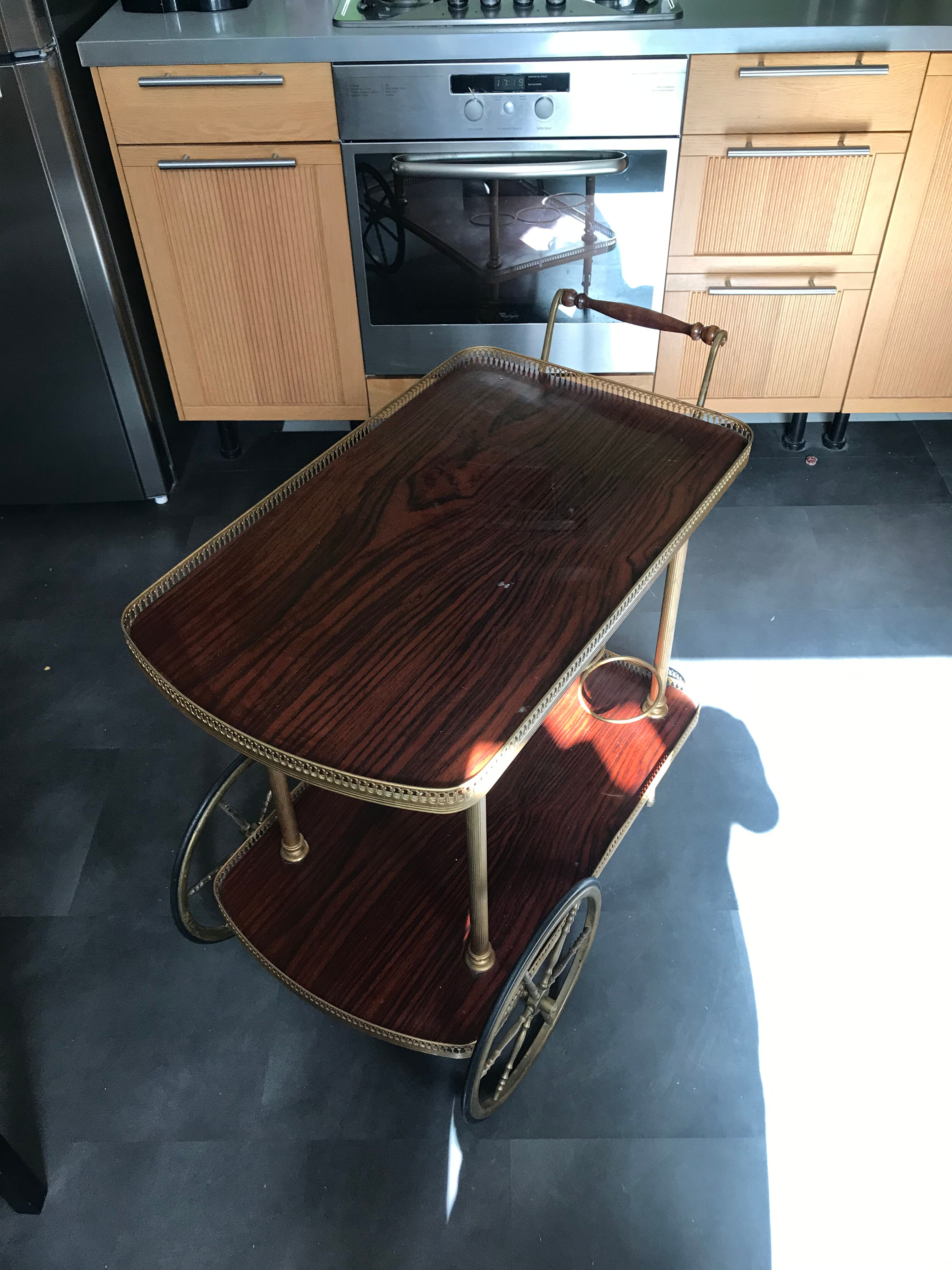 Rolling service wood and brass