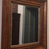 Antique beveled edge mirror in walnut frame, circa 1850