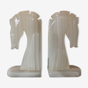 Pair of 1970s onyx horses bookends