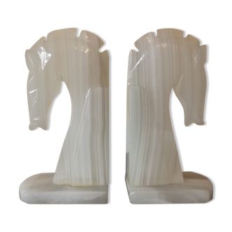 Pair of 1970s onyx horses bookends