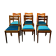 Suite de 6 chaises années 40-50 chêne et velour bleu