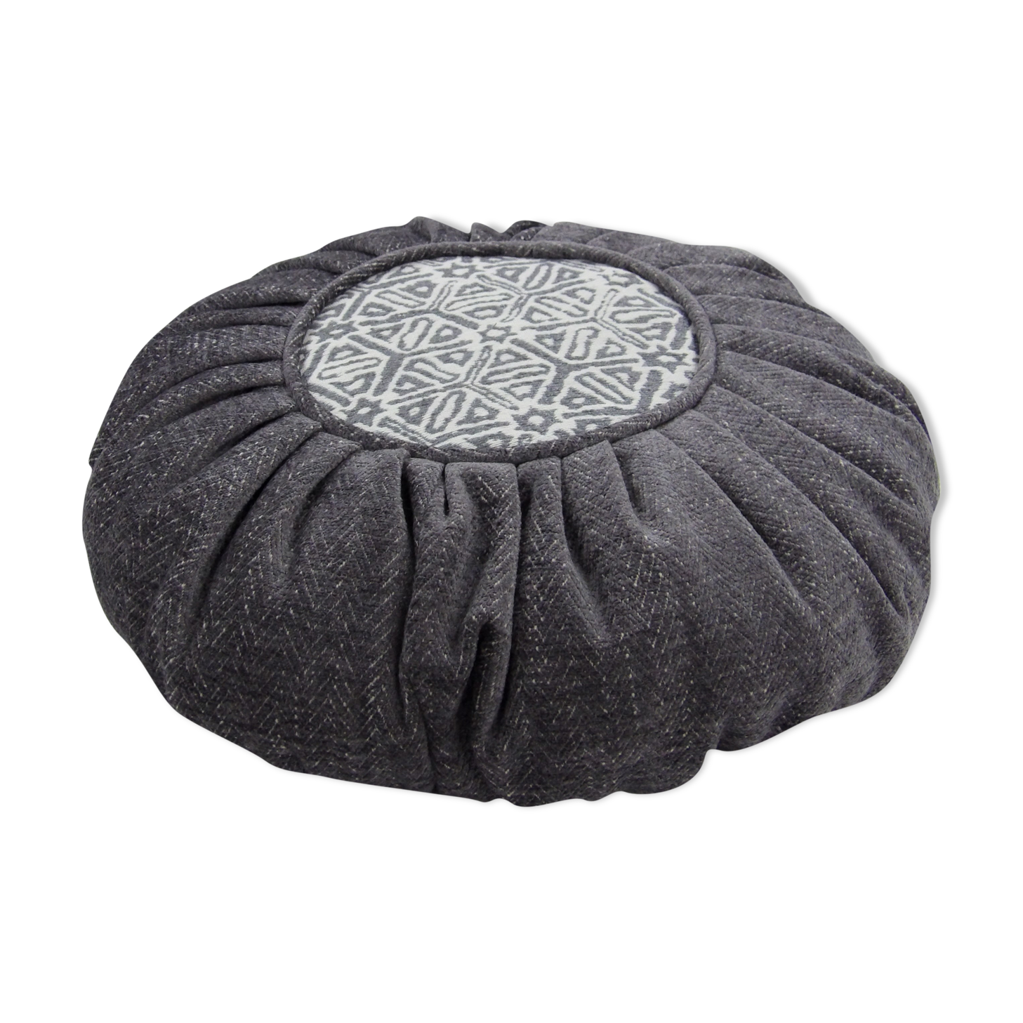 Coussin à fronces gris