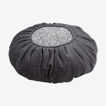 Grey ruffled cushion