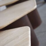 Trois tables basse Gigogne Travertin 1960
