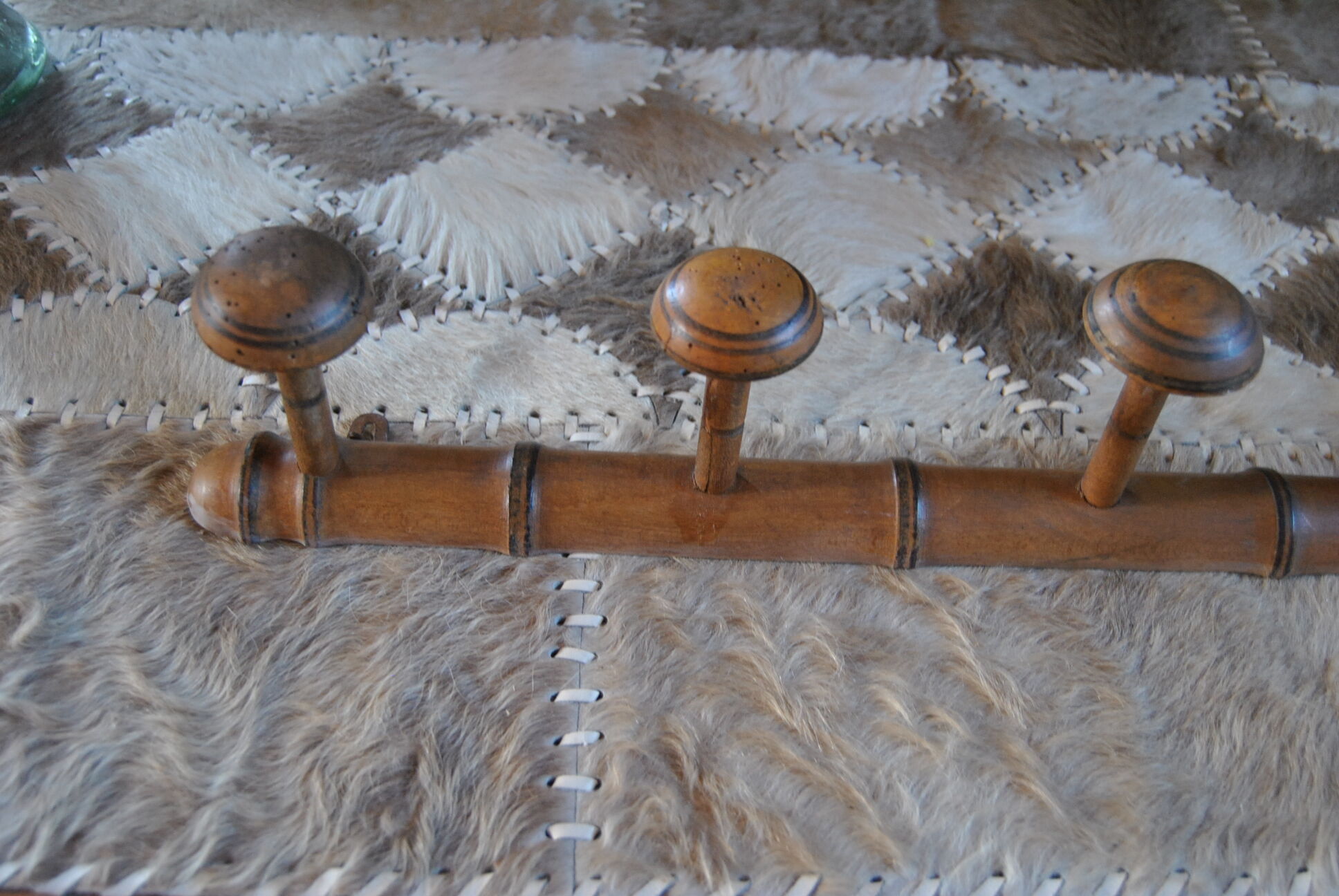 Patère 6 wooden crochet early XXeme