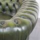 English Chesterfield 2-seater sofa in green cowhide leather