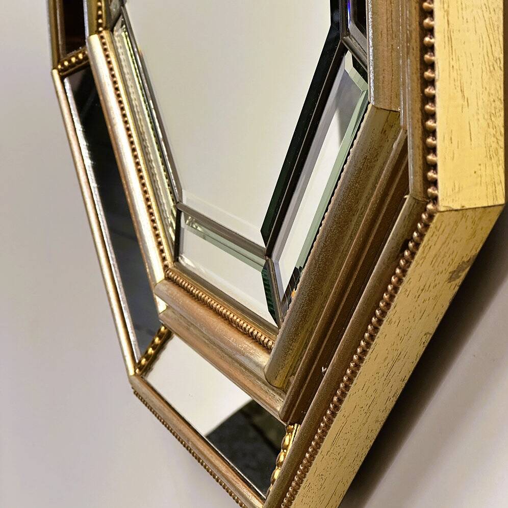 Miroir néoclassique octogonal biseauté de De Knudt, Belgique, années 1980